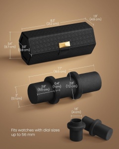 Кутия за съхранение на часовници Songmics Black 21x10x8,8 cm - Img 5