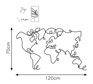 Метална картина World Черна 120x70x1.5 см - Img 6