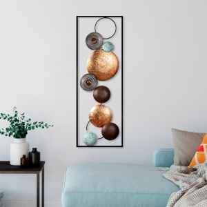 Мултицветна текстурирана метална картина 32x90x4 см - Img 3