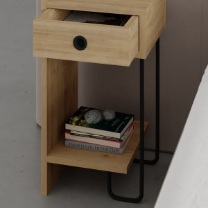 Нощно шкафче Sirius Дъб 32x61x30 см - Img 3