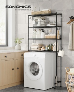 Рафт за тоалетна в банята Songmics Black 83x30x179 cm - Img 2