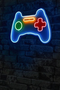 Светеща LED декорация за стена Play Station Gaming Controller Многоцветна 40x29x3 см - Img 2