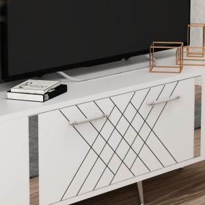 ТВ конзола Детащ Бял 150x48.2x35 см - Img 3