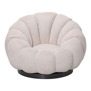 Фотьойл с табуретка за крака Nester boucle legs Бежов 98x97x69 cm - Img 3