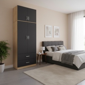 Шкаф с 2 врати, Athos, тъмносив, 80x42x240 см