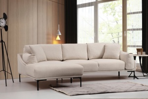 Ъглов диван Лео Крем 255x150x65 см - Img 2