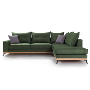 Ъглов диван ляв ъгъл Luxury II тъмнозелен - тъмен сив - черен 290x235x90 см - Img 3