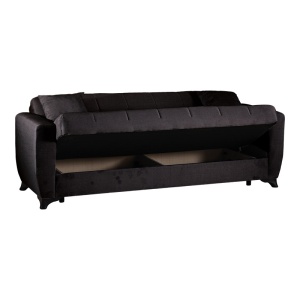 Canapea extensibila cu 3 locuri si spatiu de depozitare, Modesto, Pako, Negru 213x84x86 cm - Img 3