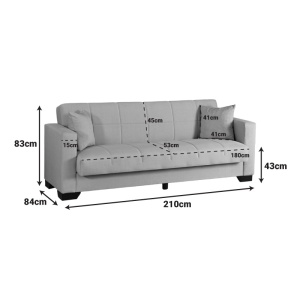 Canapea extensibila cu 3 locuri si spatiu de depozitare, Vox, Pako, Crem 210x84x83 cm - Img 6