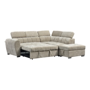Coltar stanga extensibil cu depozitare, Nuvora, Pako, Bej 244x225x79 cm - Img 3