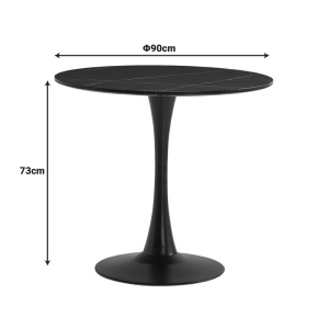 Masa, piatra sinterizata, Balou, Pako, Negru 90x90x73 cm - Img 3