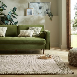 Вълнен граничен килим Bobble Green 120X170 cm, Flair Rugs