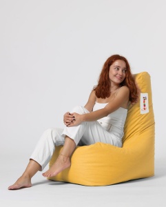 Градински фотьойл пуф Diamond Yellow 60x90x35 cm - Img 3