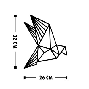 Декоративен дървен и метален аксесоар за стена Oragami Black 26x32 cm - Img 5