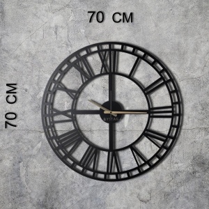 Декоративен стенен часовник от метал WATCH Черен 70x70 см - Img 4
