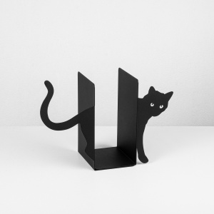 Декоративна метална поставка за книги Kitap Cat Kitap tutucu Black 35x14x22 cm - Img 4