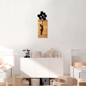 Картина от дърво и метал Child Черен 30x86x3 см - Img 4