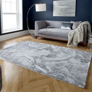 Килим с мраморен ефект сребрист 300X400 см, Flair Rugs - Img 1