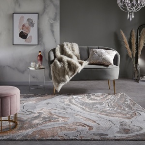 Килим с мраморен ефект, Marbled, Flair Rugs, розов, 80x150 см