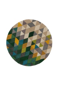 Килим Prism Зелен/Многоцветен 160X160 см, кръгъл, Flair Rugs - Img 2