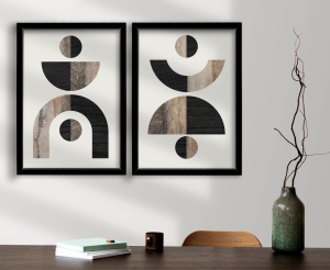 Комплект картини от платно (2 броя) 2P3853NISCT-014 Кафяво 38x53 cm - Img 1