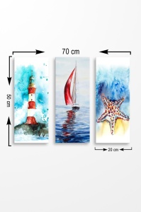 Комплект картини от платно (3 части) MDF0023 Многоцветен 70x50 cm - Img 2