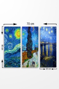 Комплект картини от платно (3 части) MDF0074 Многоцветен 70x50 cm - Img 2