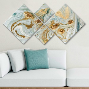 Комплект картини от платно (4 части) 4MDF665277676 Многоцветен 60x115 cm