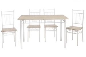 Комплект маса и столове Роза 5 части Сонома - Бял гланц 120x70x75 см - Img 3