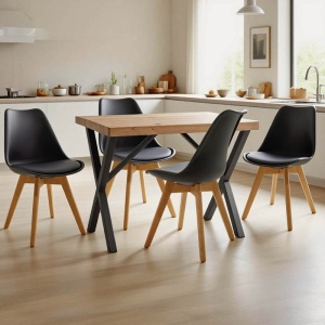 Комплект маса и столове 5 части Delight Black 110x70x75 cm