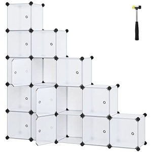 Комплект от 15 модулни кутии за съхранение, Songmics, бял, 123x31x123 см - Img 2