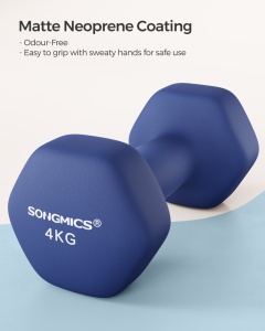 Комплект от 2 части гири 2x4 кг, Songmics, син, 20.5x9.5x9 см