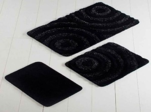 Комплект от 3 изтривалки за баня Wave Black (Acryl)