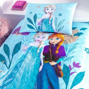 Комплект с покривка и калъфка за възглавница за деца Disney Frozen Flower Power памук - Img 1