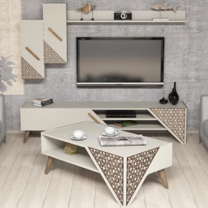Комплект ТВ шкаф и холна маса Living Beril Cream