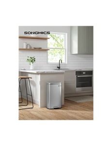 Кош за боклук за кухня, Songmics, 30L, Soft Close, Сребрист - Img 2