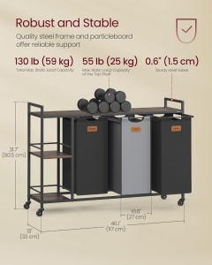Кош за пране Vasagle Black 150 L, 117 x 33 x 80,5 cm - Img 3