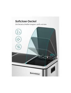 Кош за рециклиране, Songmics, 3 отделения, LTB54NL, 3 x 18 L - Img 5