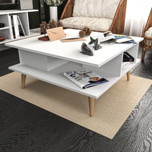 Масичка за кафе Akya Coffee Table - Бял - Img 3