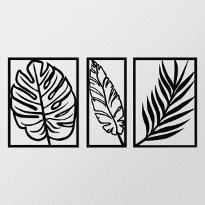 Метална картина Leaf2 Черен 80x38 см - Img 4