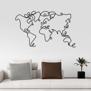 Метална картина World Черна 120x70x1.5 см - Img 2