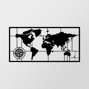 Метална картина World Черна 121x60 см - Img 4