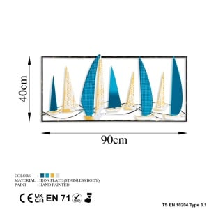 Метална картина Yelkenli Многоцветна 40x90 см - Img 7