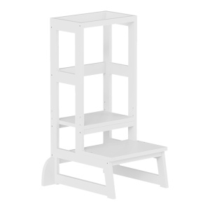 Монтесори дървена кула за учене за деца Chiquel White 45,7x51x90 cm - Img 2