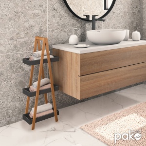 Рафт Нанси от дърво в цвят естествено дърво - черен 30x18.5x82см - Img 2