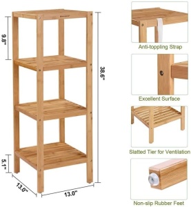 Рафт Songmics бежов 33x33x96 см - Img 3