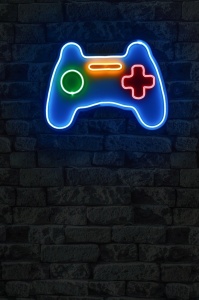 Светеща LED декорация за стена Play Station Gaming Controller Многоцветна 40x29x3 см - Img 3
