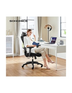Стол за офис, Songmics, Черен, OBN063B01, 150Kg, 68 x 66 x 125 см - Img 2