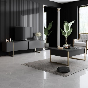 Телевизионен шкаф Luxe Antracit 180x30x50 cm - Img 2