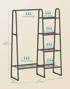 Черна стойка за закачалки Songmics 101,7x40x153,3 cm - Img 6